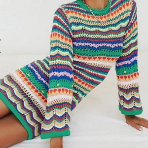 Verge Girl Crochet Rainbow Queen of Peace Dress
